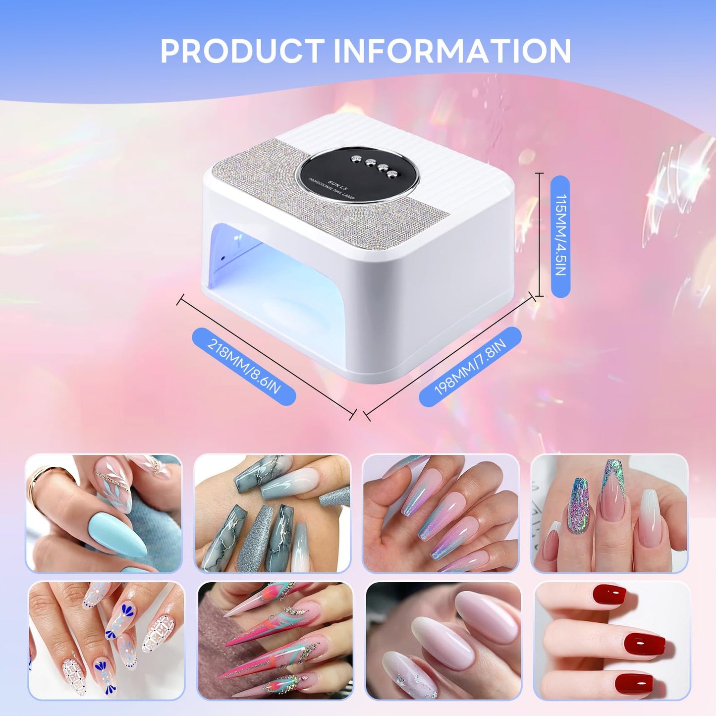268W Super Power Nail Lamp, Professional Fast Drying, LED UV Dual Light Source, 45 Lamp Beads (L5)