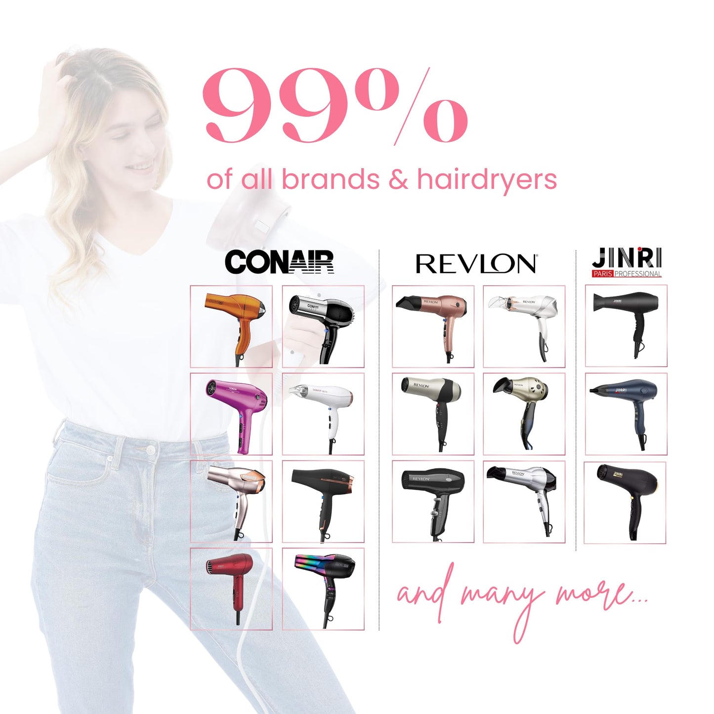 GIHALI Universal Hair Diffuser “Super Sturdy” 1.7 Inch to 2.6 Inch for Natural Curly and Wavy Hair, Hair Dryer Attachment (Rose Gold)