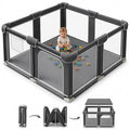 Foldable Baby Playpen 50x50in with Mesh Walls, Portable Play Yard & Foldable Mat - Grey (G TALECO GEAR)