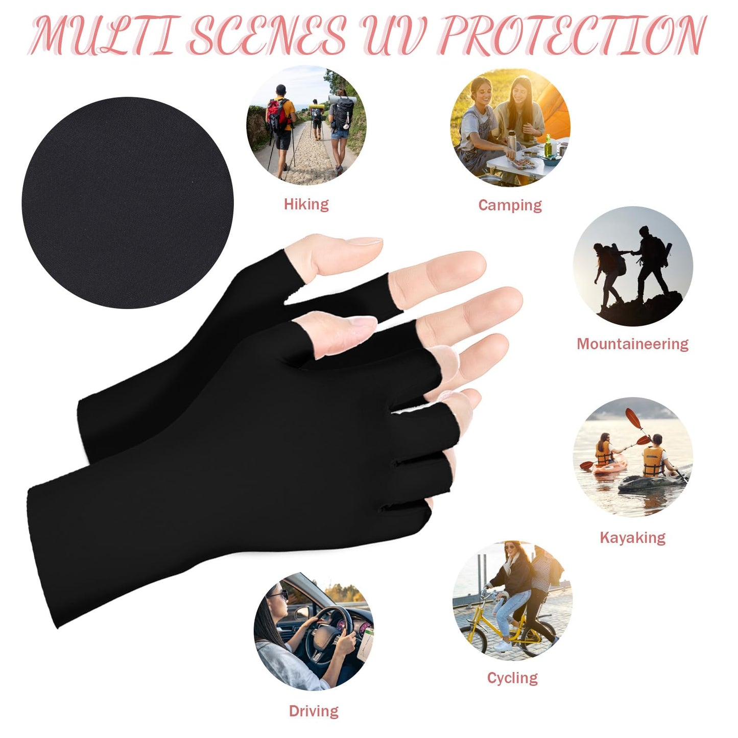 UV Gloves for Gel Nail Lamp, 6 Pcs (3 Pair) Anti UV Gloves for Gel Nail Lamp, Protection Glove for Manicures, Professional Fingerless Nails Tech Glove for Home Salon Use Nails DIY Accessories(3 Color)