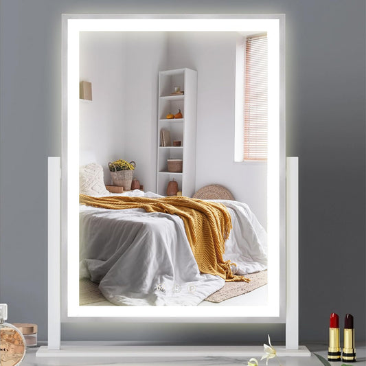 Paton Hollywood Vanity Mirror with Lights, 360° Rotation LED Lighted Makeup Mirror, 3 Color Lighting Modes for Bedroom, Mirror with Lights for Makeup Desk ＆ Dressing Room, White