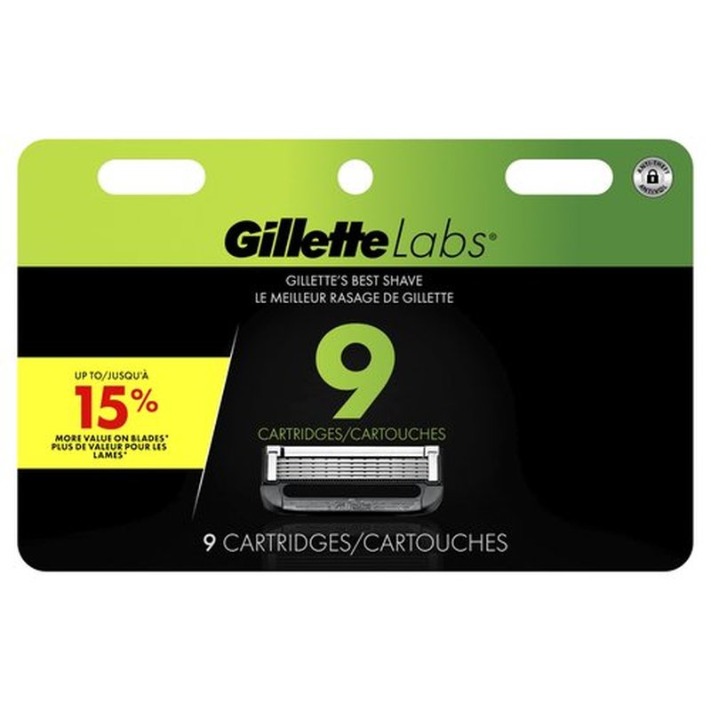 GilletteLabs Razor Blade Refills, Ultimate Precision Trimmer, 5 Bladed Refills, Compatible with Exfoliating Bar and Heated Razors, 9 Count