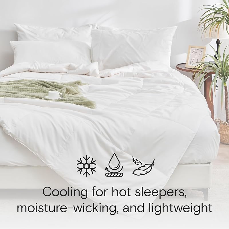 DOZ All Season Cooling Comforter Twin/Twin XL 70x90 - 100% Viscose Bamboo, Lightweight, Breathable, 8 Loops