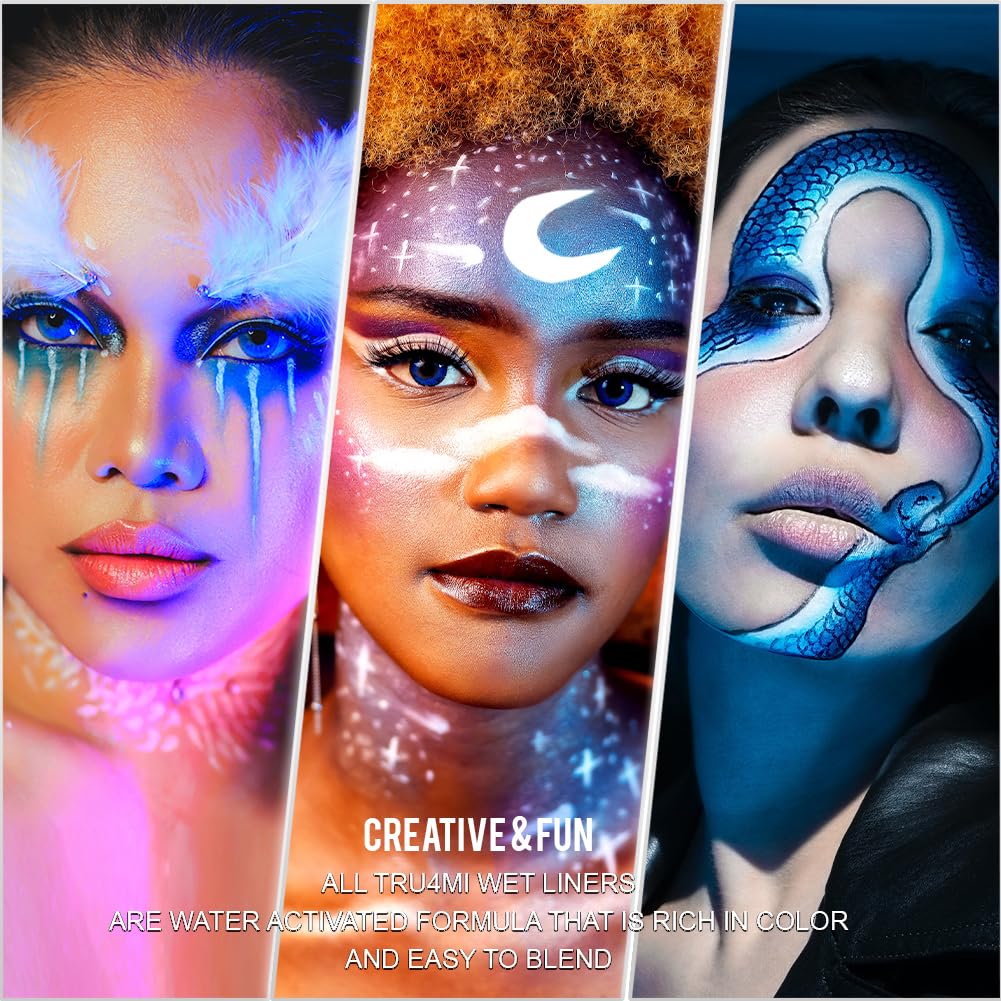 -Water Activated Eyeliner -Wet Liner Makeup - Smudge Proof Face Body Paint - Skin Safe & Child Friendly - “TruLuv” Red -10g/container