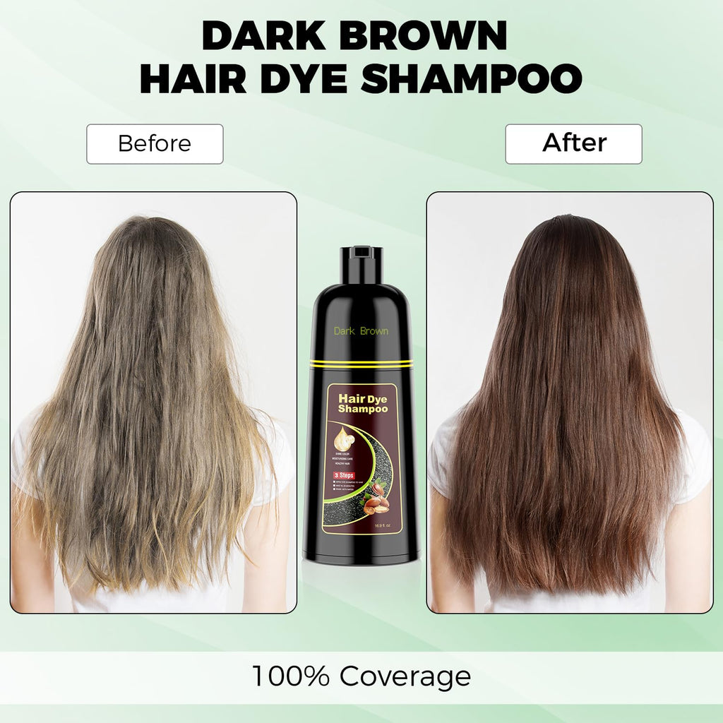 Black Hair Dye Shampoo 3 in 1，Argan Herbal Hair Color Shampoo Covers Gray Hair for Women and Men (16.9 fl.oz Black)