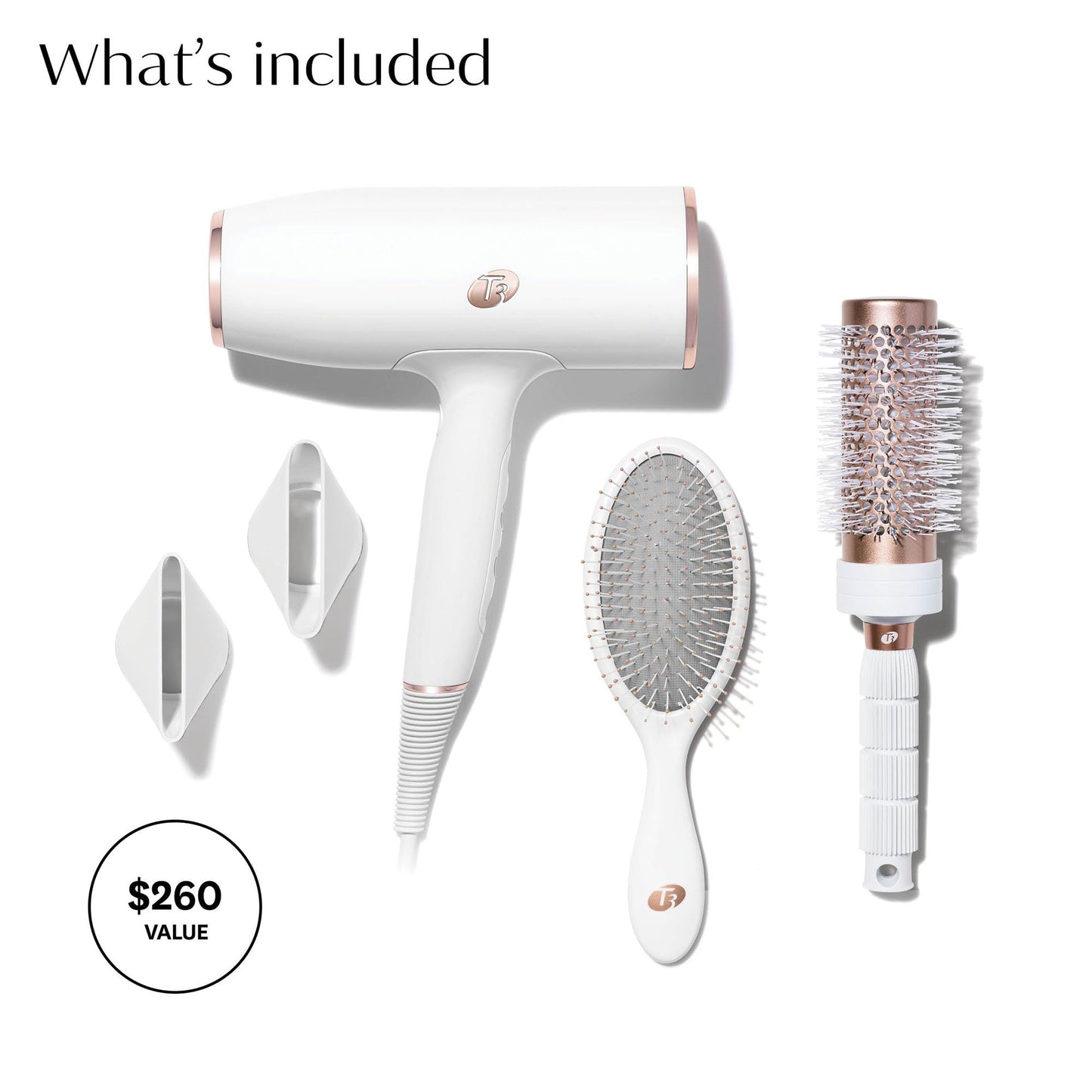 T3 AireLuxe Professional Ionic Hair Dryer and Brush Set, with 5 Heat and 3 Speed Settings, Ion Generator, Cool Shot, Includes Paddle Brush and 2.5" Round Brush