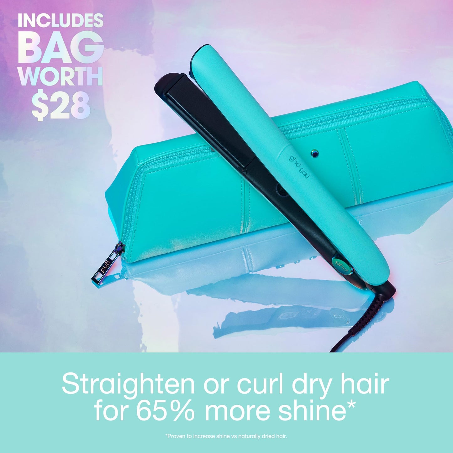 ghd Gold ― 1" Flat Iron Hair Straightener | Limited Edition in Mystic Aqua | Professional Ceramic Hair Straightening Styling Tool for Stronger Hair & More Color Protection