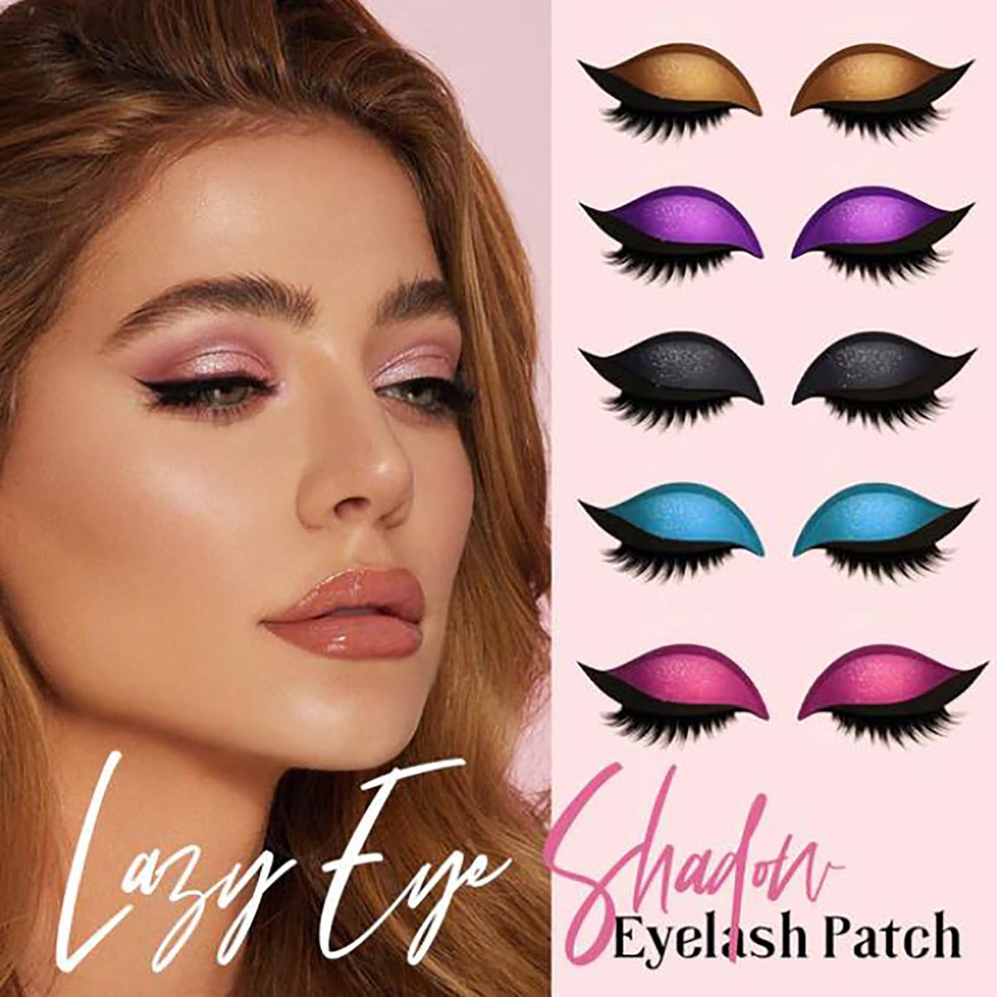 Lazy Eye Shadow Eyelash Patch, 2in1 Reusable Eye Makeup Stickers, 3D Reusable Sticker Eyeshadow, Eyeshadow Eyelashes Makeup Stickers, Eyeliner Sticker with Eyelashes for All Eyeshapes (4PCS-1)
