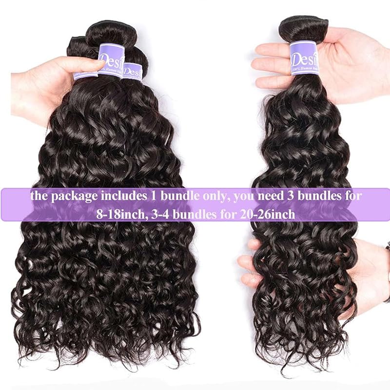 Brazilian Water Wave Hair Bundles 10-26in 100g 1B# Natural Black 100% Human Virgin