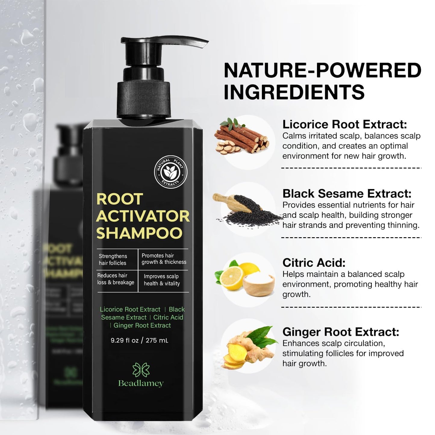 Root Activator Shampoo for Men: Hair Growth Shampoo for Hair Loss and Thinning Hair - 9.29 fl oz / 275 mL