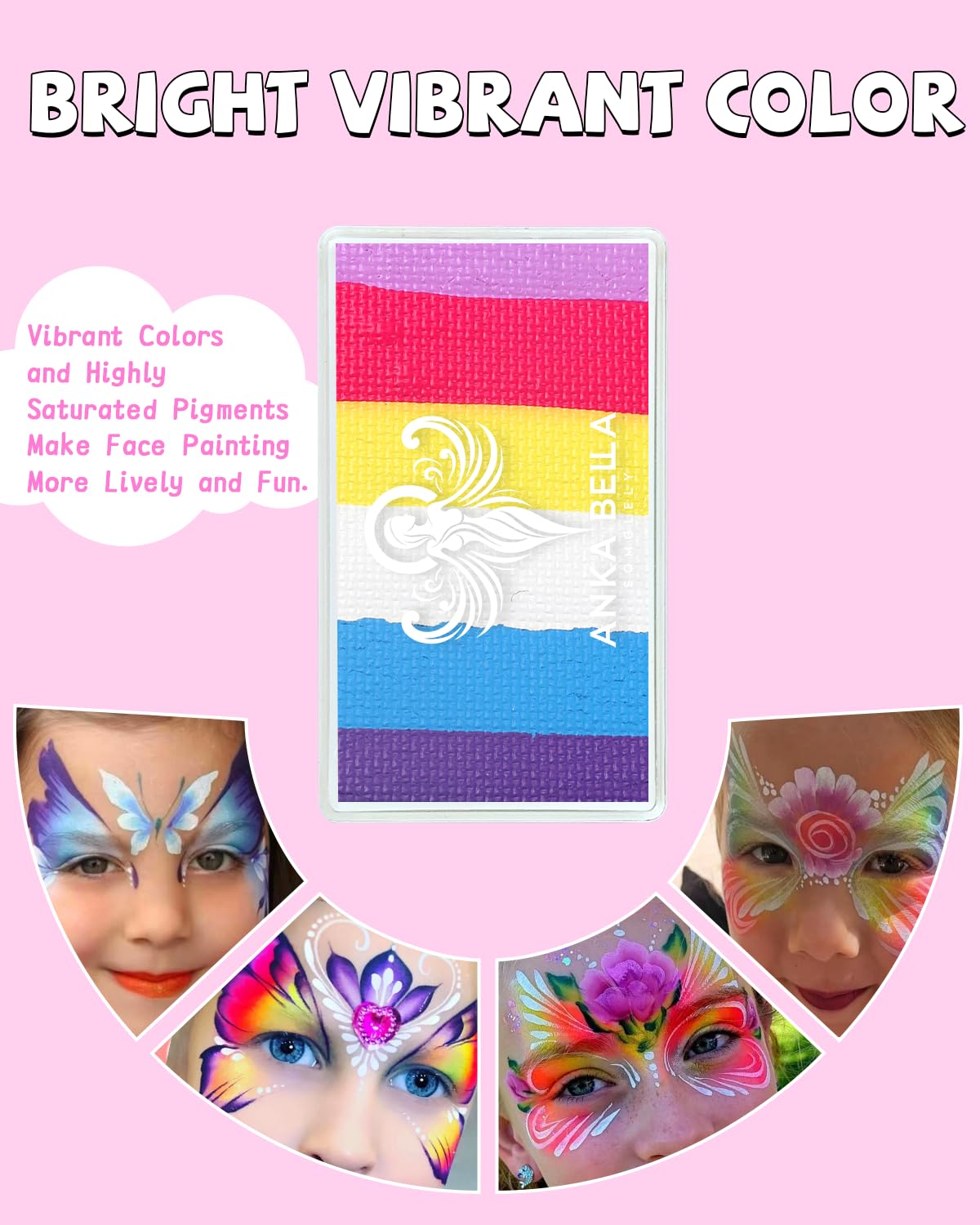 Anka Bella Professional Water Activated Rainbow Cake Face Paint（Dreamy Carnival）50gm,Hypoallergenic, Non-Toxic,Face Body Painting Makeup