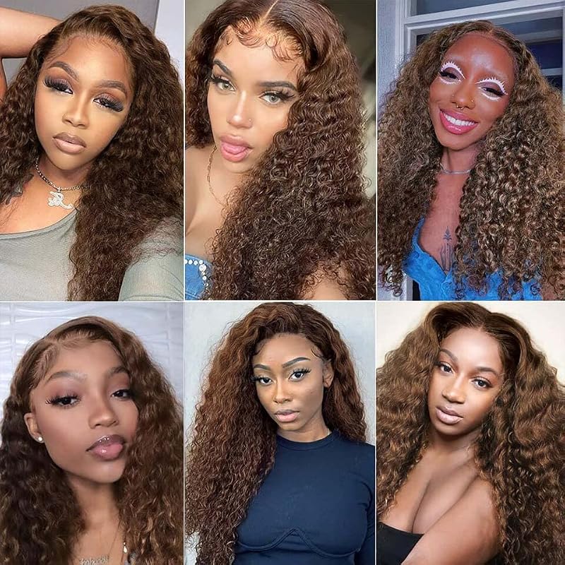 MAMART Deep Wave Human Hair Bundles #4DP / 08 10 12 Dark Brown Chocolate Wavy Hair Extensions