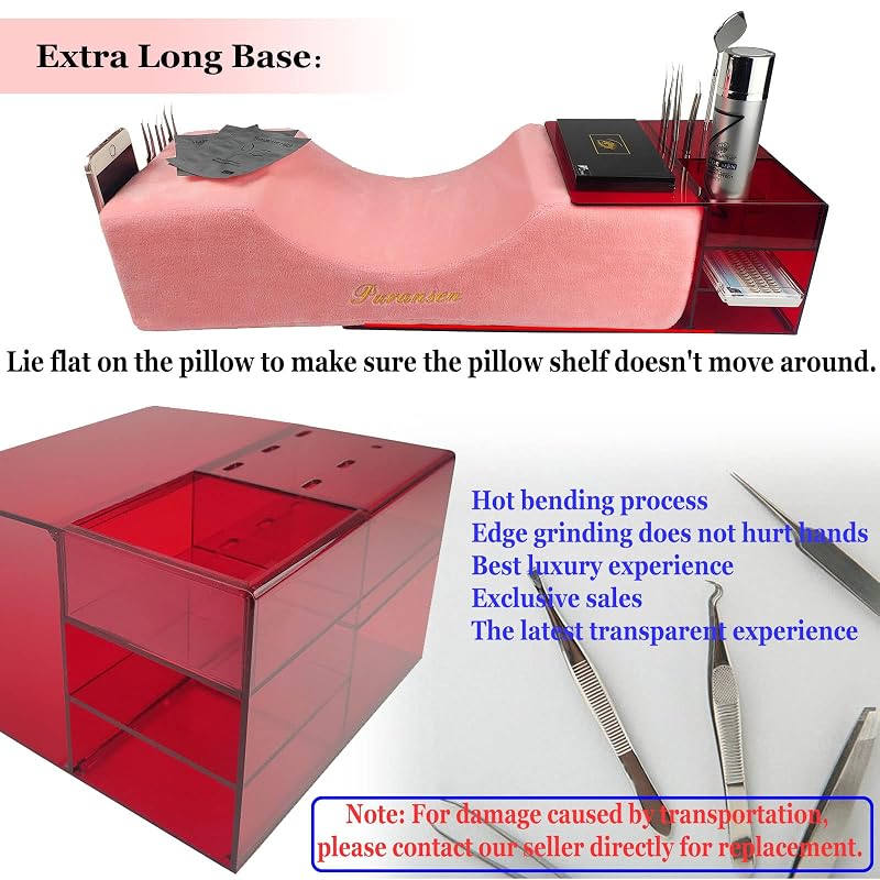 Lash Pillow Shelf Organizer - Red Acrylic Eyelash Extension Display Shelf Stand