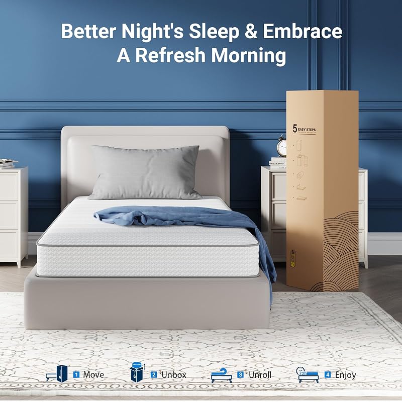 Avenco SleepSphere 8 Inch Twin Hybrid Mattress – Medium Plush, 100-Night Trial