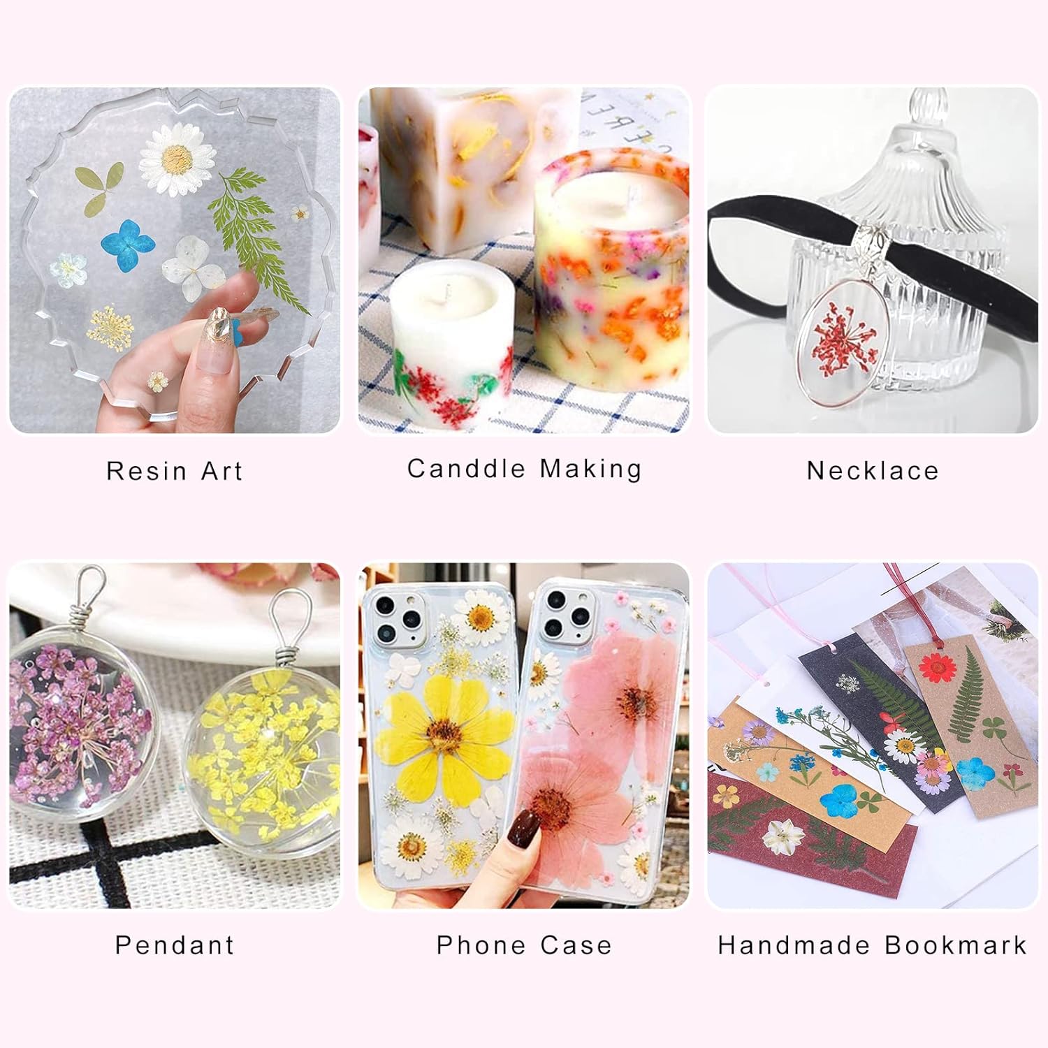 Mini Dried Flowers for Resin Craft & Nail Art - 6 Box Set (260+ Pieces)