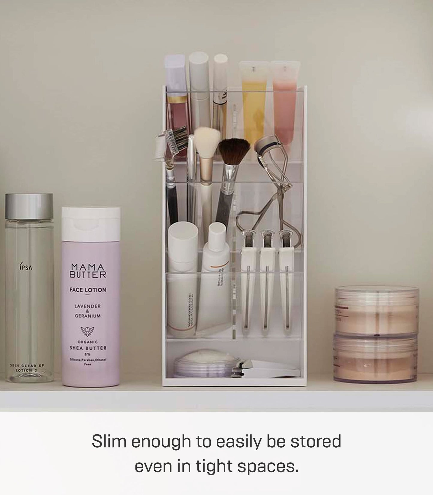 Yamazaki Home Tower Jewelry & Makeup Organizer, Standup Cosmetic Storage Box, Display Case - Angled - Abs Plastic