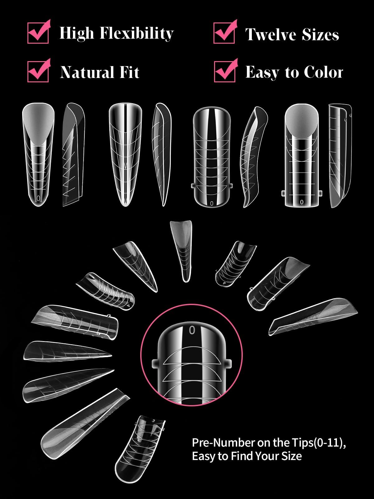 EBANKU 96PCS 4 Styles Dual Nail Forms for Polygel, Clear Matte Poly Gel Nail Forms Full Cover Nail Mold Tips 12 Sizes Scale for Poly Gel Nail Extension Salon Home DIY Manicure