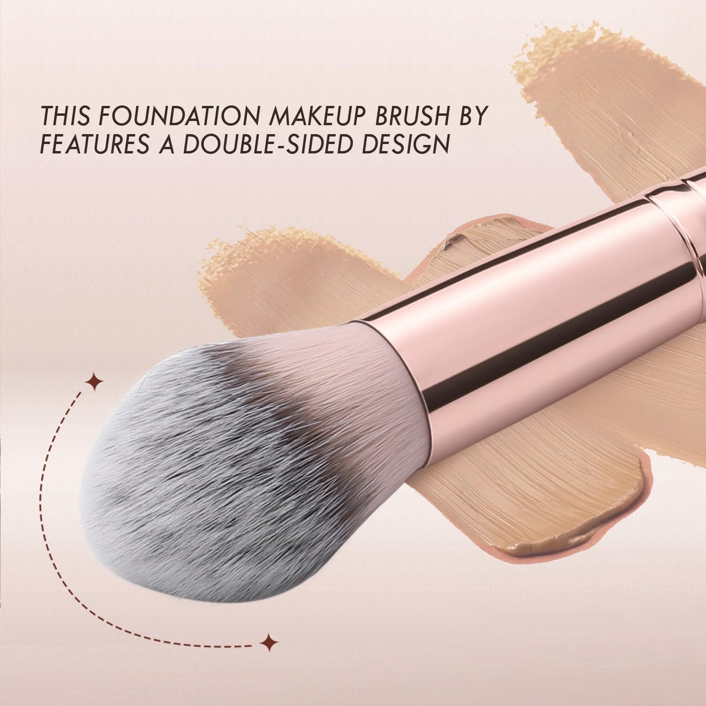 KINGMAS Foundation Makeup Brush, Double-ended Angled/Round Top Contour Brush for Beauty Blending Liquid Powder, Concealer Cream Cosmetics Blush Makeup Brush (Brown)