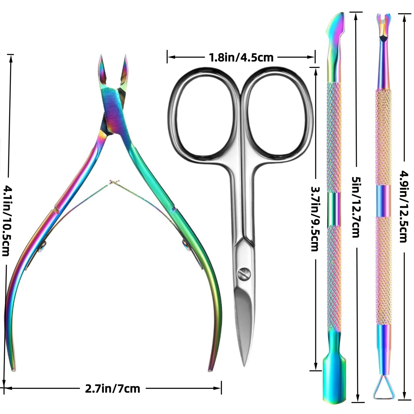 Cuticle Nipper, Curved Cuticle Scissors, Cuticle Remover Trimmer Pusher Nippers, Precision Manicure Scissor Nail Cuticle Trimmer, Professional Stainless Steel Nail Scissors for Cuticle Care - 4Pack