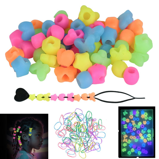 60Pcs Silicone Hair Beads for Kids Girls,5mm Colorful Soft Silicone Beads for Hair,Girls Hair Beads for Braids Glow in The Dark Hair Accessories Hair Ties