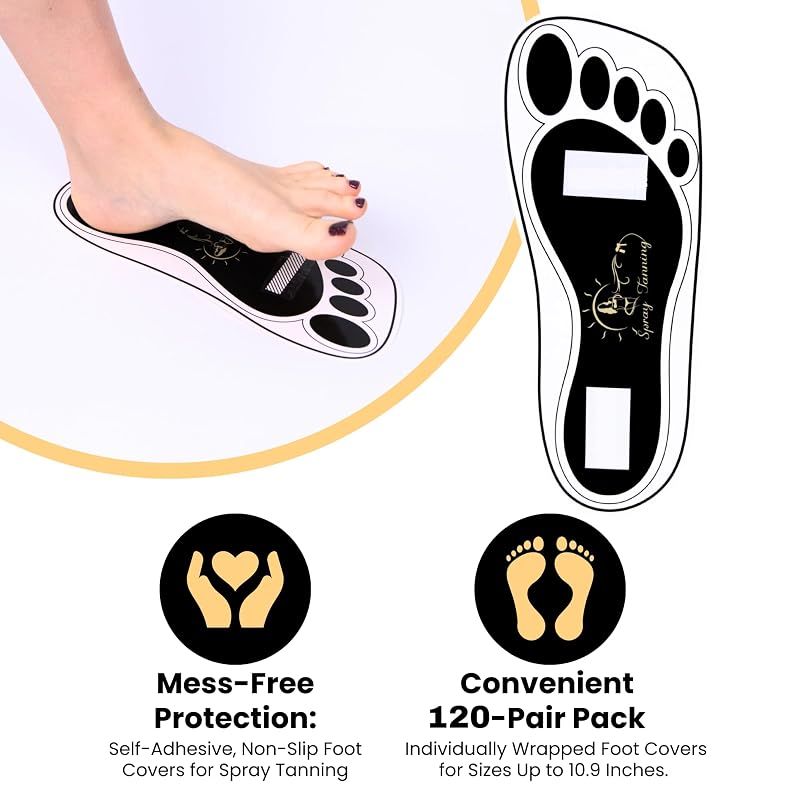 Disposable Spray Tan Feet Pads 120 Pairs – Hygienic Self-Adhesive Protectors for Salons & Home