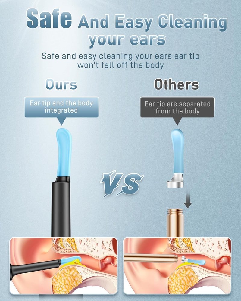 Ear Wax Removal Tool Camera - Ear Cleaner with Camera,1080P Otoscope, Ear Cleaning Tool with 4 Ear Spoon, Ear Camera for iPhone & Android Phones - Blue