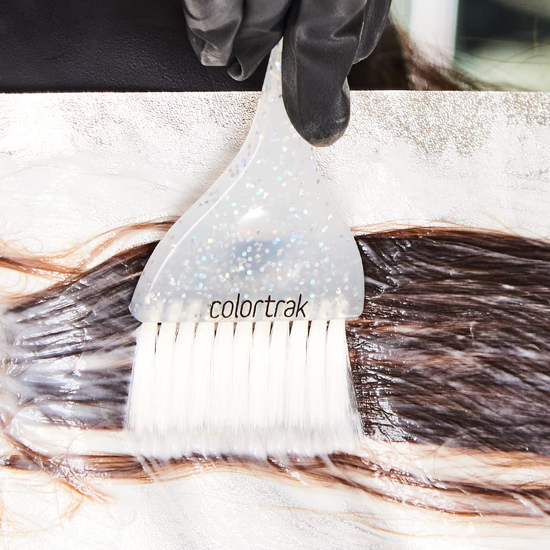 Colortrak 2 Piece Galaxy Glitter Hair Color Brushes, For Highlighting and Coloring Large Sections of Hair, 1 x 2.5 Inch Wide Brush with Soft Bristles, 1 x 3 inch Extra Wide Brush with Stiff Bristles