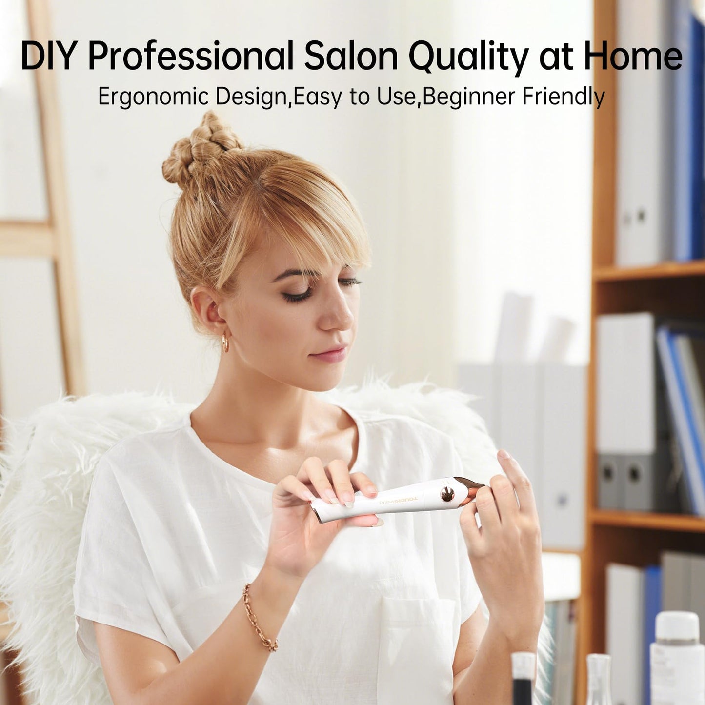 TOUCHBeauty Electric Nail Drill File Professional, Manicure Pedicure Kit with UV Nail Lamp, Portable Multi-Function Nail Buffer Tool for Grind Trim Polish