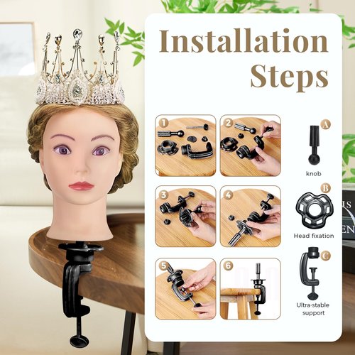28" Mannequin Head Human Hair, Mannequin Head with 60% Real Hair,Cosmetology Mannequin Doll Head for Hair Styling,Training Practice Braiding Manikin Head with Table Clamp,Hair Styling Set #27