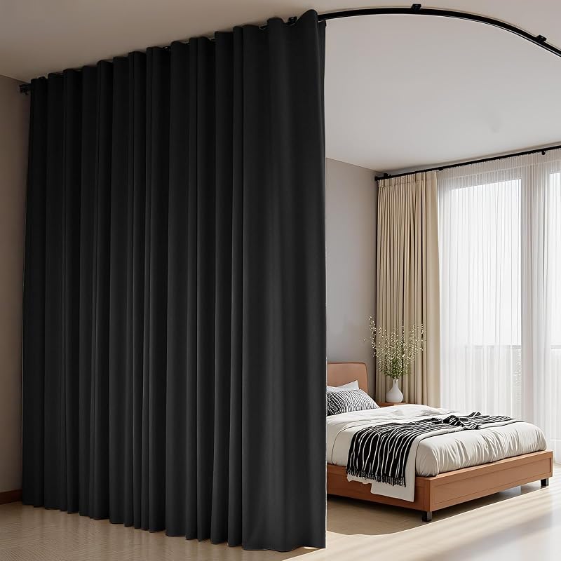 Curtain Track Ceiling Mount Set 180W x 96H Blackout Room Divider