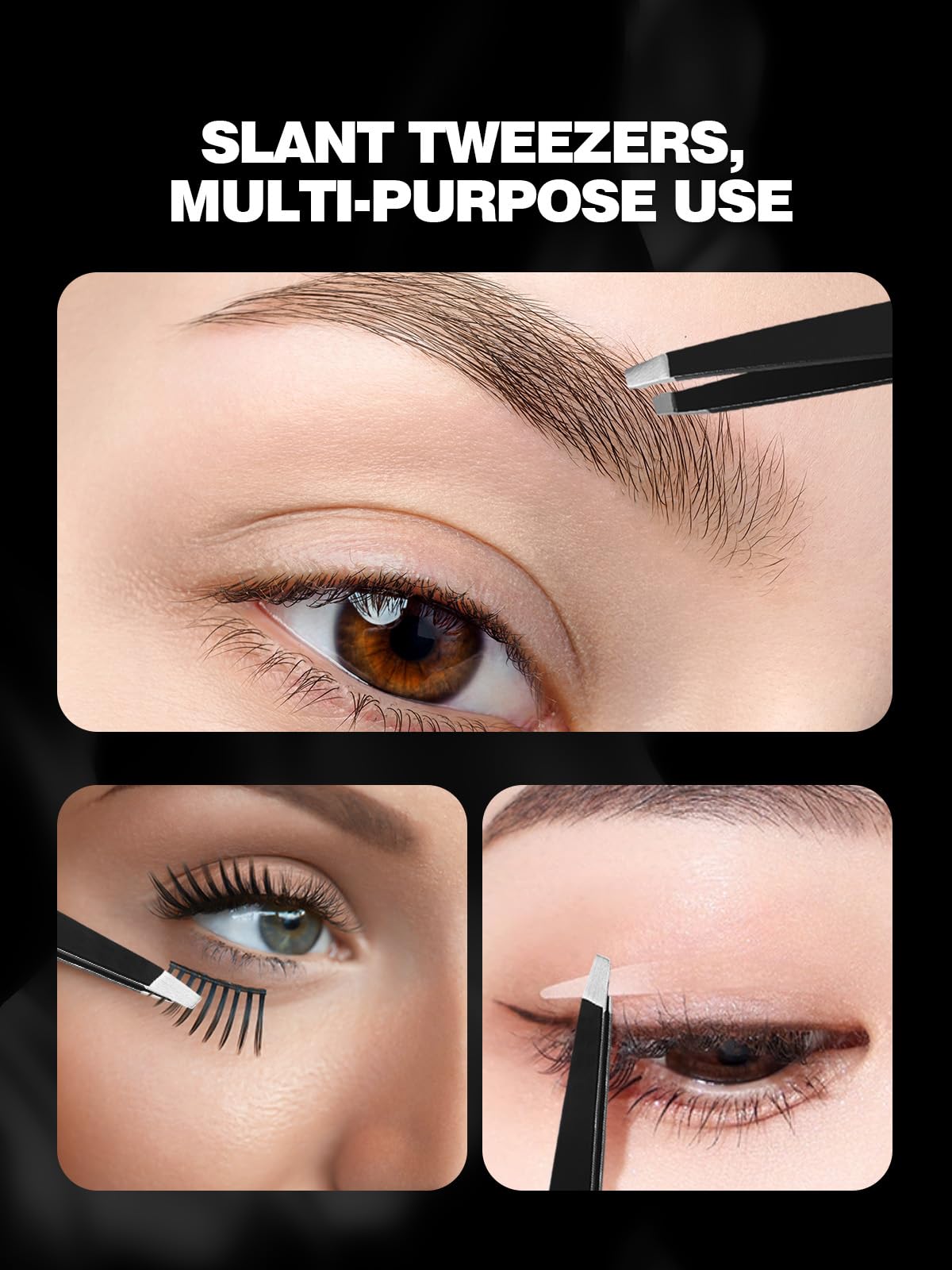 Macaki 20X/30X/40X Magnifying Mirror with Suction Cups and Tweezers Set, 3.5 inches Travel Magnified Makeup Mirror, Black, 3PCS