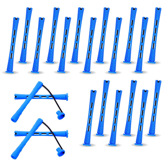 20 Pcs Perm Rods For Short Hair Small Plastic Hair Perming Rods And Rollers Curling Roller Perm Rod Medium For Long Hairs (Blue, 0.35 Inches)