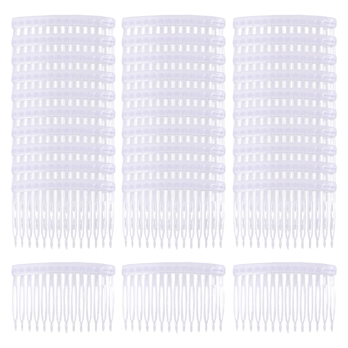 Cinaci 30 Pack Small Clear White Plastic Hair Side Combs Slide Bun Holder with 14 Teeth DIY Headpieces Thin Fine Hair Clips Grips French Twist Barrettes Accessories for Women Girls Wedding Brides Veil