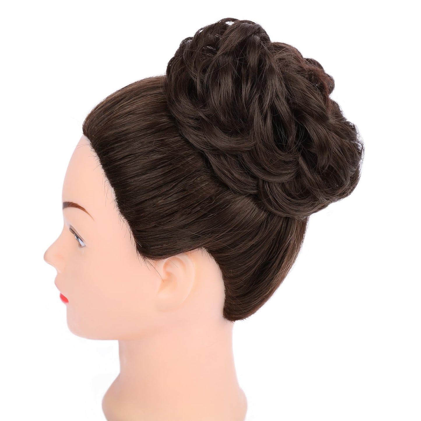 MORICA 1PCS Messy Hair Bun Hair Scrunchies Extension Curly Wavy Messy Synthetic Chignon for Women (1-6#(Dark Brown))