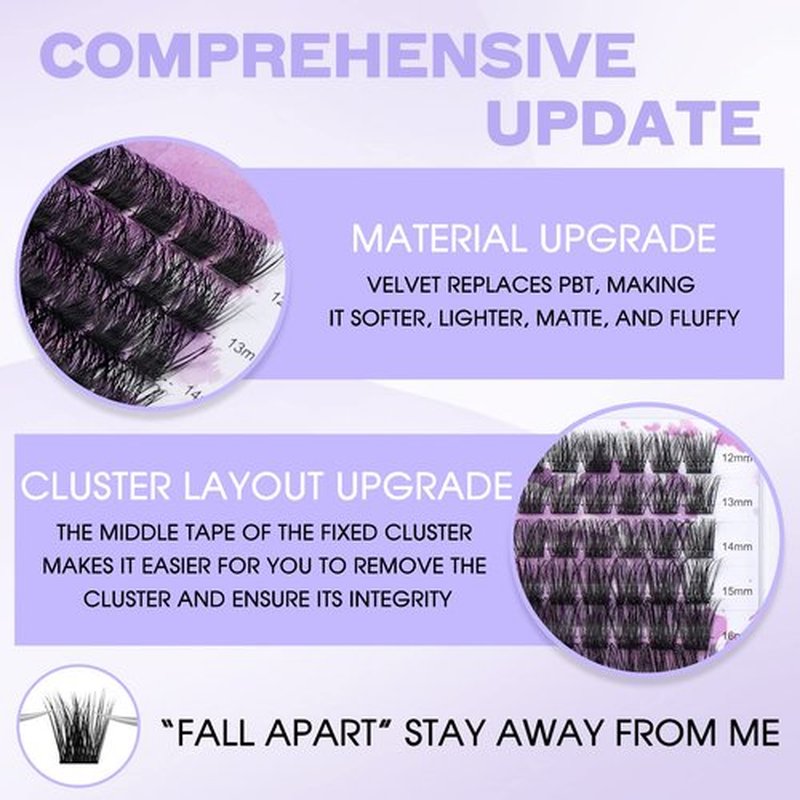 Lash Clusters Individual Lashes C/D Curl Cluster Lash Wide-stem Eyelashes Cluster 12-16mm Thin Band Cluster Lashes Soft Wispy Clusters Comfortable Lash Clusters (Natural/Volume+-0.07D, 12-16mm Mixed)