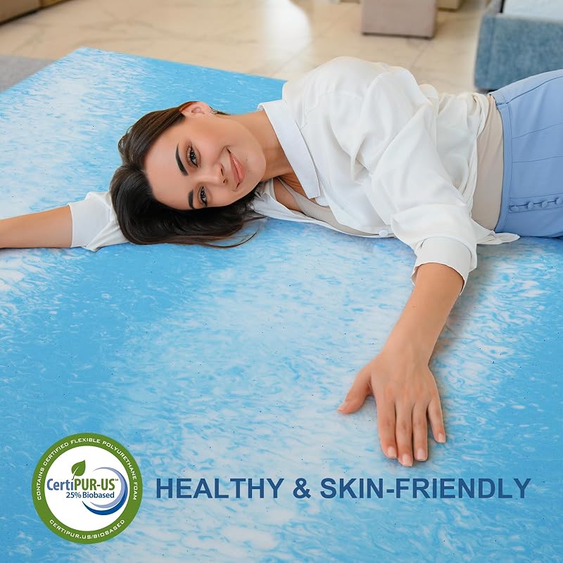 Full-3 Inch Memory Foam Mattress Topper with Cooling Gel Infusion - 54 x 75