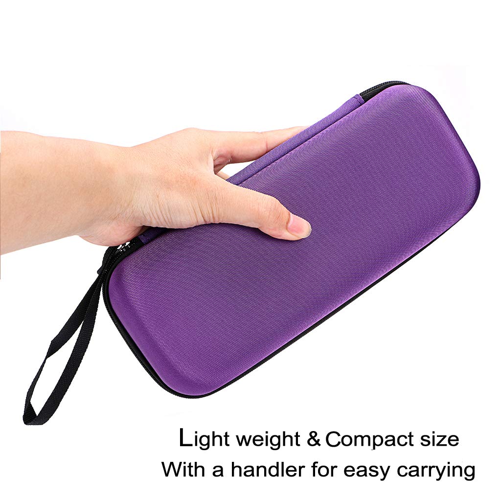 Hipiwe EVA Essential Oils Carrying Case Organizer for 20 Bottles 5ml & 10ml Standard & Rollers Bottles Portable Hard Shell Travel Bag Holder for Essential Oils Storage (Purple)