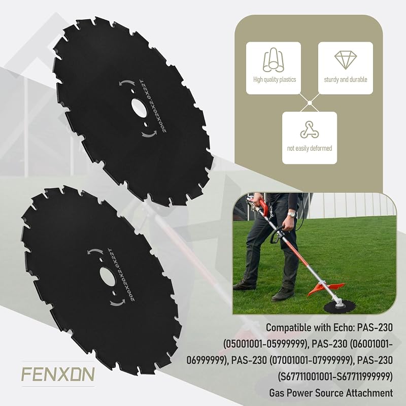 8-Inch Brush Cutter Blade, 22-Tooth, 20mm Bore for Echo SRM-210 SRM-225 SRM-230 SRM-260 SRM-280 SRM-311 SRM-340 SRM-400 SRM-410 – 2 Pack