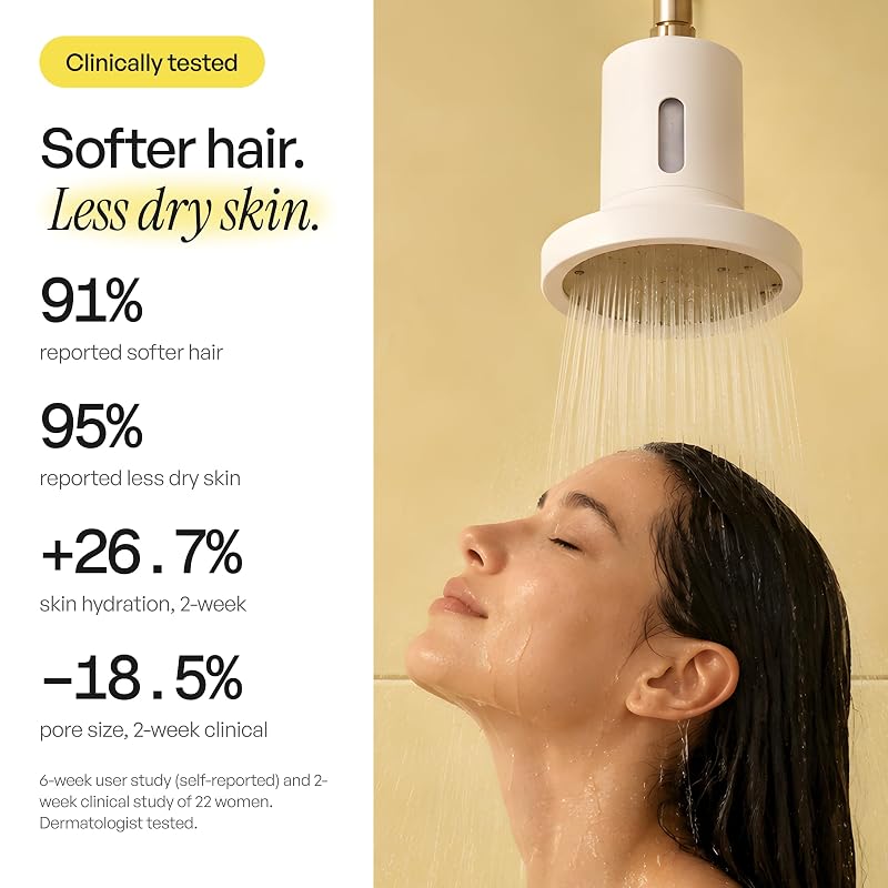Filtered Shower Head for Hard Water – Vitamin C Infusion, 128 Micro-Holes, NSF Certified – Matte Black (Variation: Pure Silver)