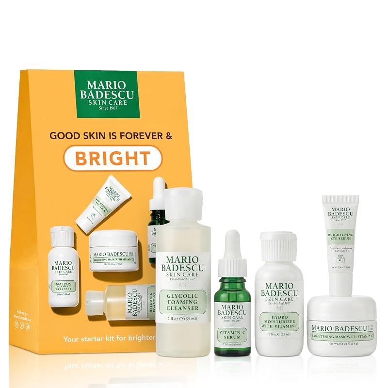 Glycolic Cleanser Vitamin C Serum Hydro Moisturizer Brightening Mask Eye Serum 5-Piece Skincare Set
