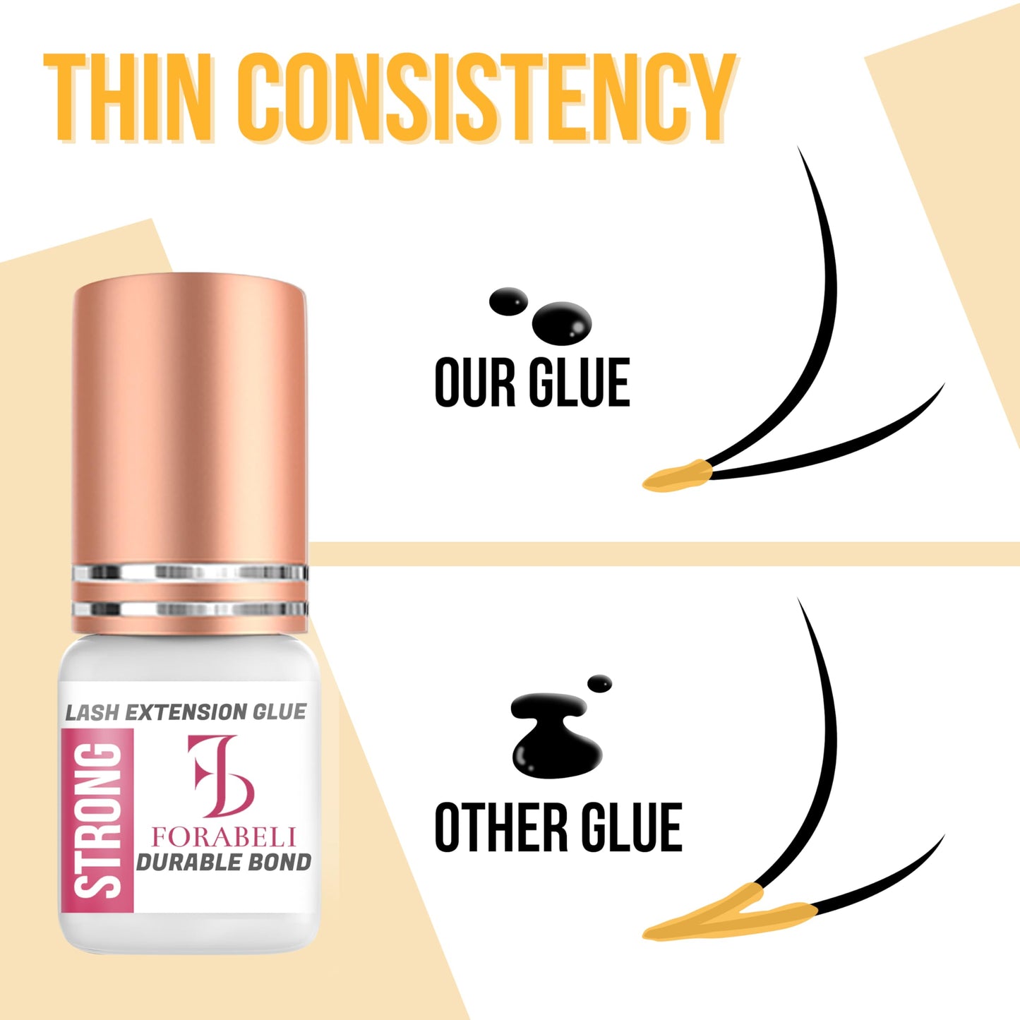Forabeli Strong Lash Extension Glue, 2–3 Sec Dry, 6 Week Retention, Seamless Integration, Fast-Dry Professional Eyelash Extension Glue, Lash Adhesive for Eyelash Extensions