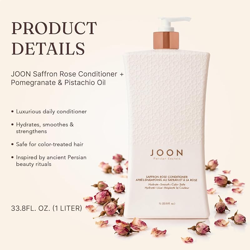 Joon Saffron Rose Conditioner | Pomegranate & Pistachio Oil 33.8 Fl Oz (Pack of 1) - Color Safe