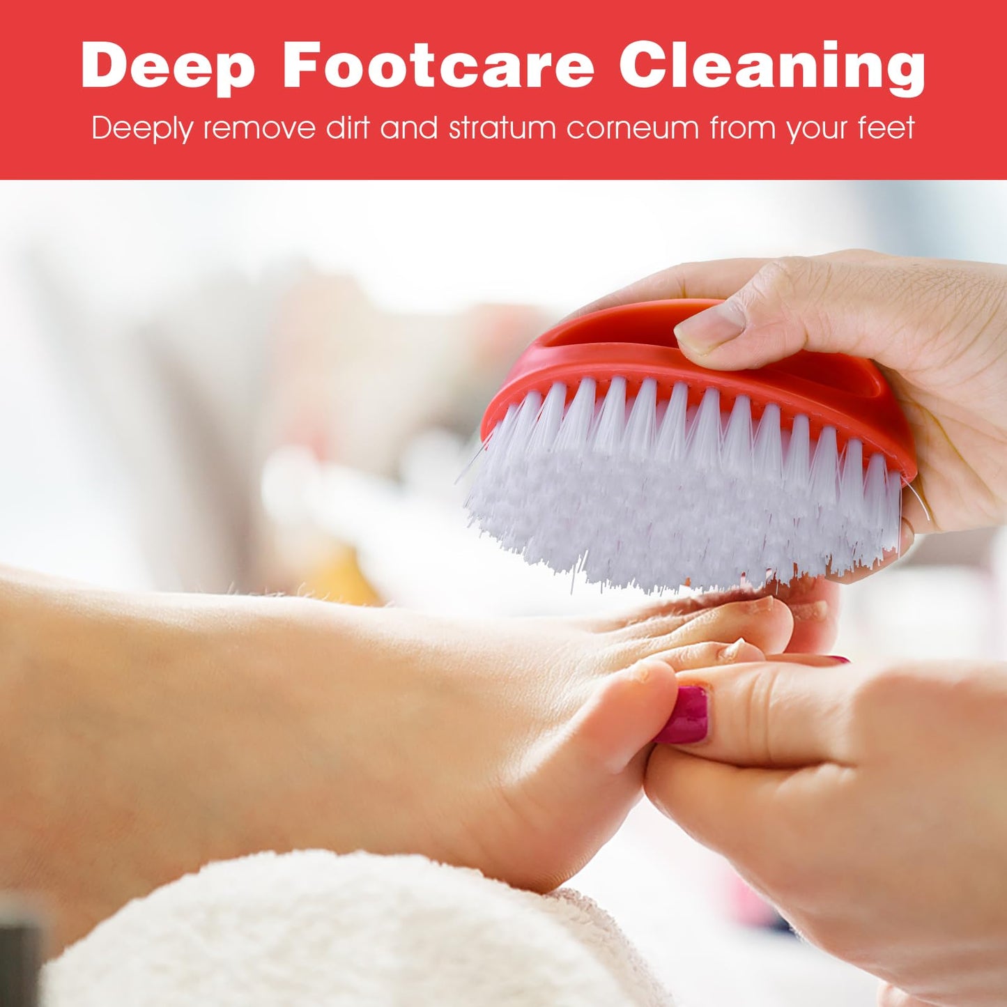 HJZHII 2 Pcs Hand and Nail Brush, Nail Clippers Heavy Duty Scrub Clean Brushes with Nylon Bristles for Cleaning Soft Stiff Fingernails Fingers Toes and Nails Scrubber Men Women(Red, Blue)