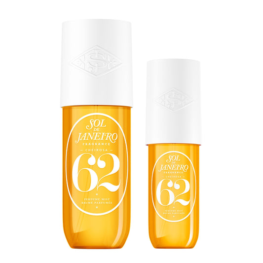 Sol de Janeiro Cheirosa Hair & Body Fragrance Mist Full Size and Travel Size Set - Home and Away Bundle - 8.1 & 3 fl oz Duo (Cheirosa 62)