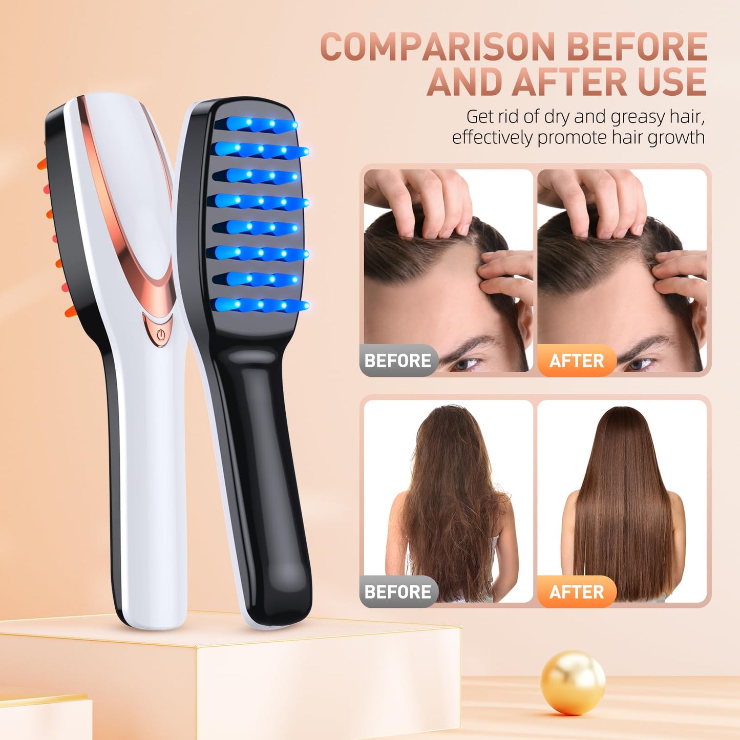 HMLINYAO Laser Hair Growth Comb, Professional Laser Comb System(No LEDs), Electric Scalp Massager for Hair Growth, Thinning Hair Treatment, Intensive Hair Brush for Anyone 1