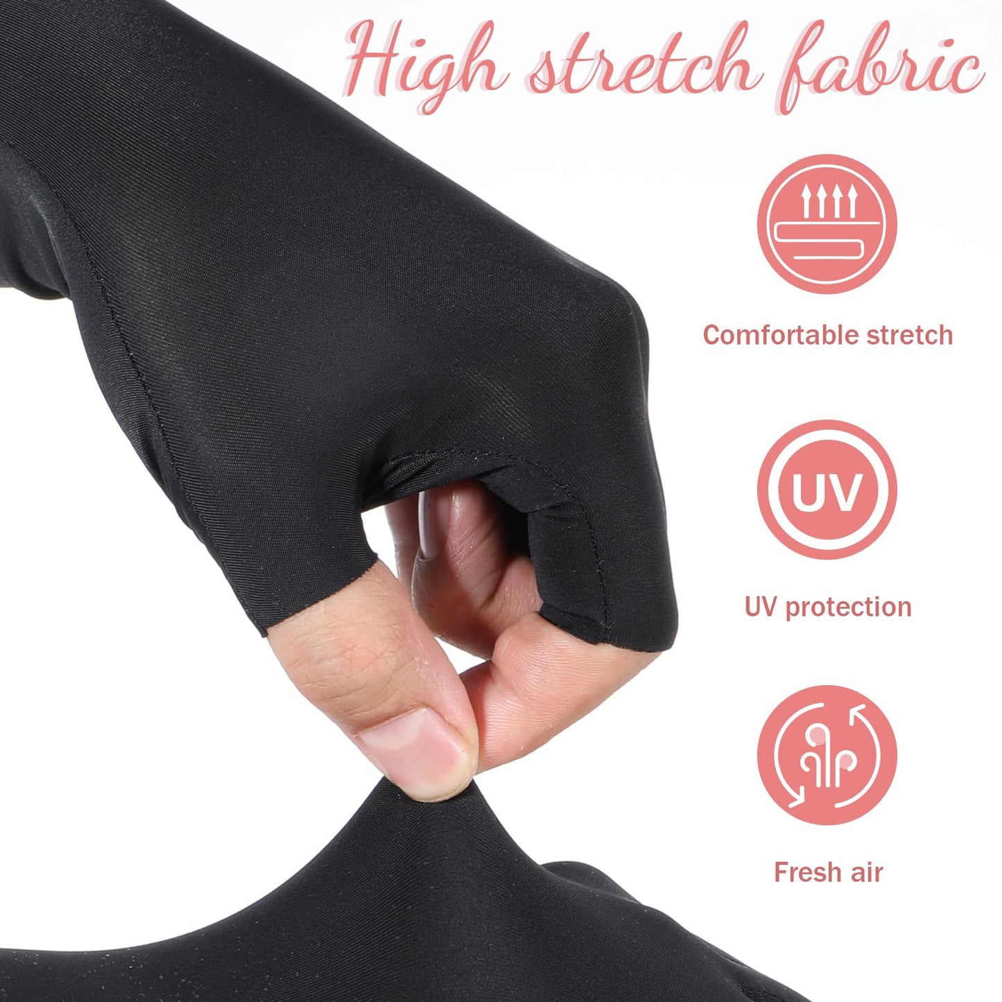 UV Gloves for Gel Nail Lamp, 6 Pcs (3 Pair) Anti UV Gloves for Gel Nail Lamp, Protection Glove for Manicures, Professional Fingerless Nails Tech Glove for Home Salon Use Nails DIY Accessories(3 Color)
