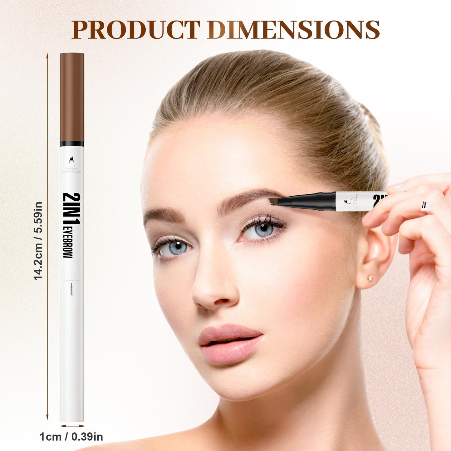 Microblading Eyebrow Pencil, 2025 New 2-in-1 Dual-Ended Eyebrow Pen and Eyebrow Gel, 4 Fork Tip Eyebrow Pencils for Women Waterproof Brow Pen Long Lasting (Light Brown)