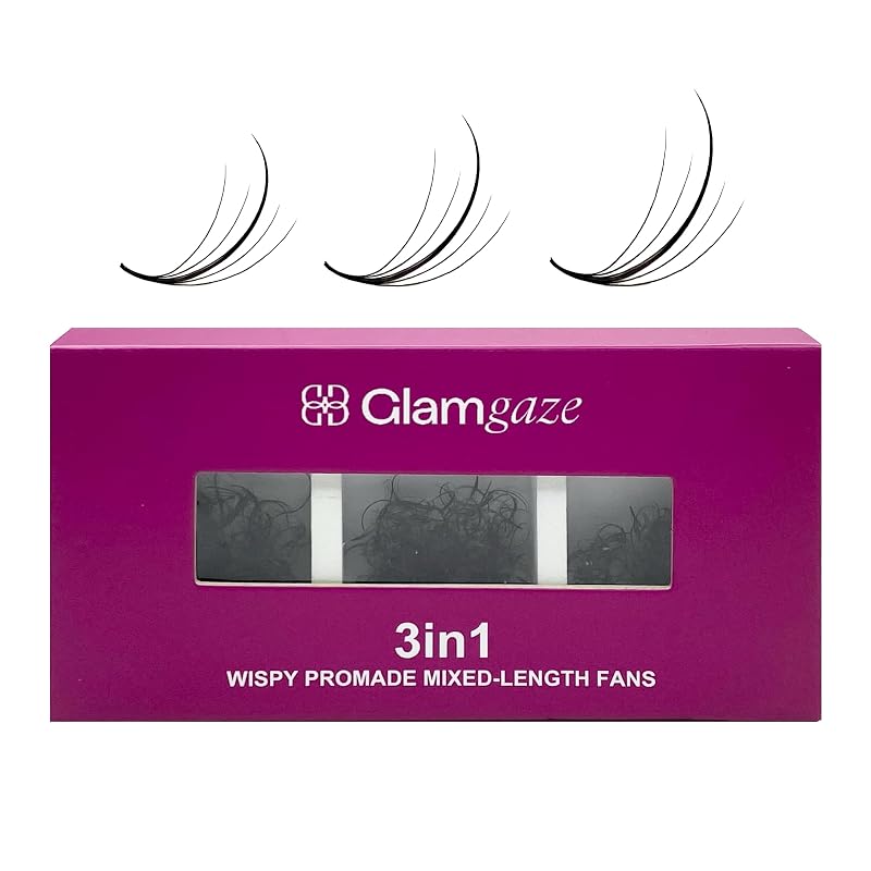 750 Wispy Premade Lash Fans 5D-9D 0.07mm C/C Curl - 3 Mixed Lengths, Glamgaze (Variation: 750 Fans 5D-0.07-C+9-10-11 mm)