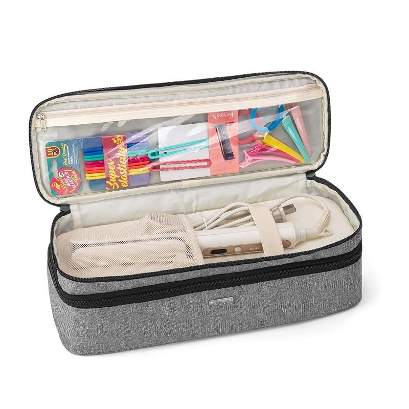 Teamoy Gray 2-Layer Travel Hair Dryer Storage Bag – Large Capacity