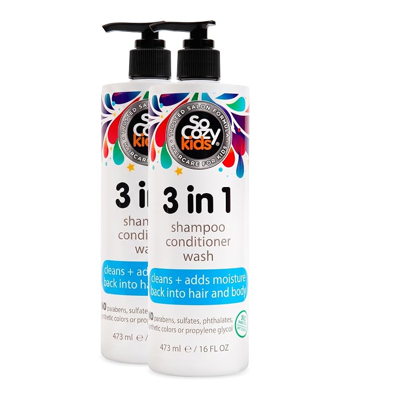 SoCozy 3-in-1 Kids Shampoo, Conditioner & Body Wash - 16 Fl Oz Pack of 2